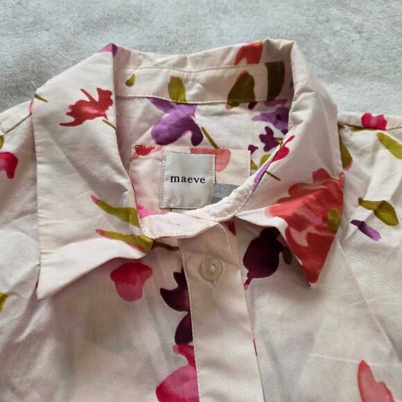 New MP Maeve x Anthropologie The Bettina tiered shirt dress in Cream Floral - Picture 5 of 11